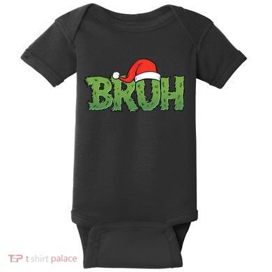 Funny Christmas Grinch Bruh Baby Bodysuit