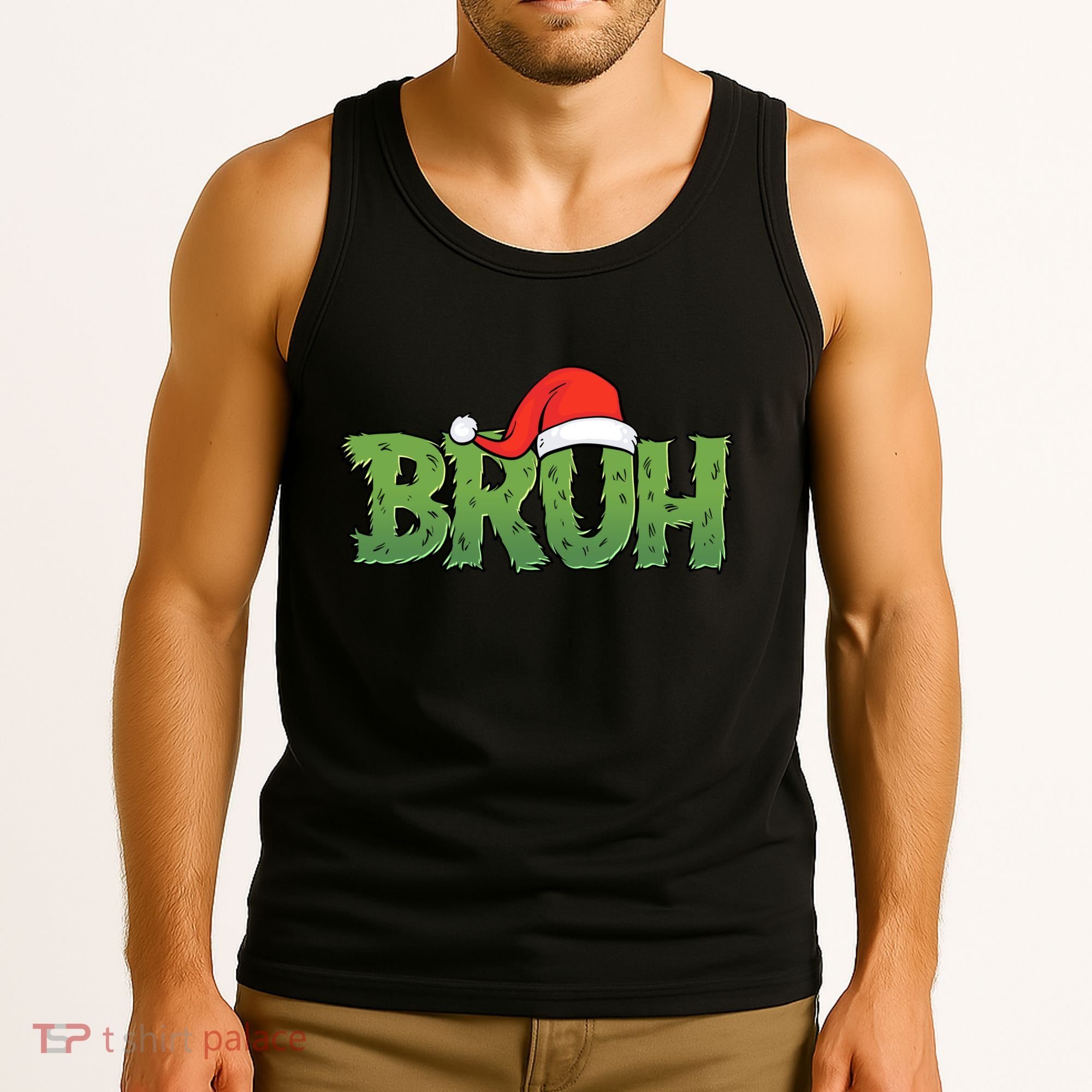 Funny Christmas Grinch Bruh Tank Top