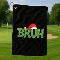 Funny Christmas Grinch Bruh Golf Towel thumb 1