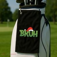 Funny Christmas Grinch Bruh Golf Towel thumb 2