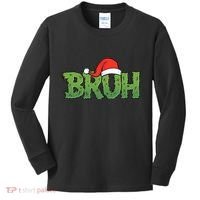 Funny Christmas Grinch Bruh Kids Long Sleeve Shirt thumb 0