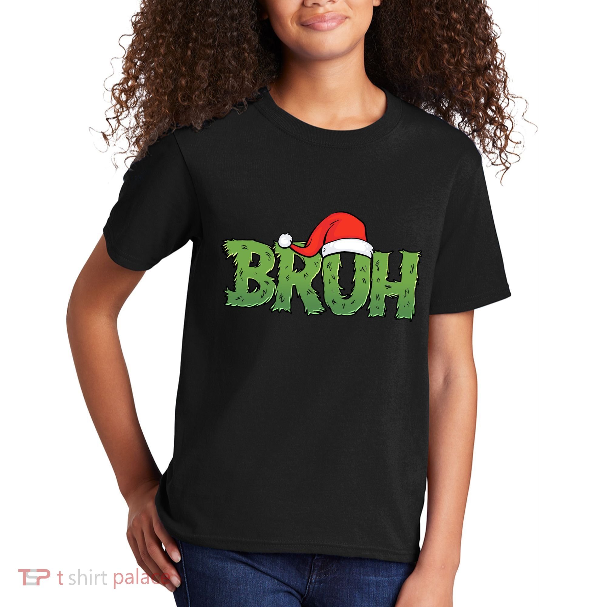 Funny Christmas Grinch Bruh Kids T-Shirt