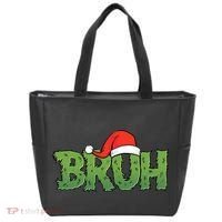 Funny Christmas Grinch Bruh Tote Bag thumb 0