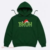 Funny Christmas Grinch Bruh Hoodie thumb 0