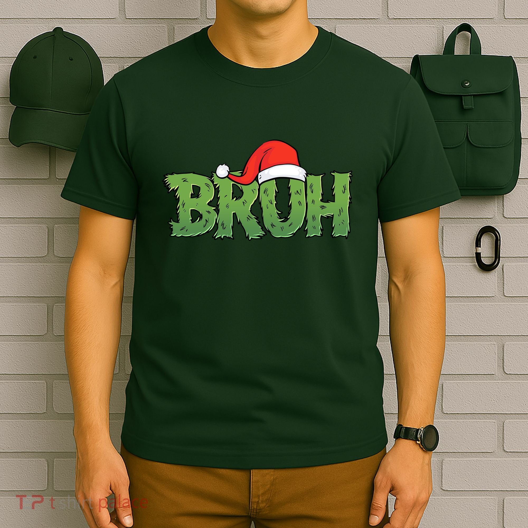Funny Christmas Grinch Bruh T-Shirt