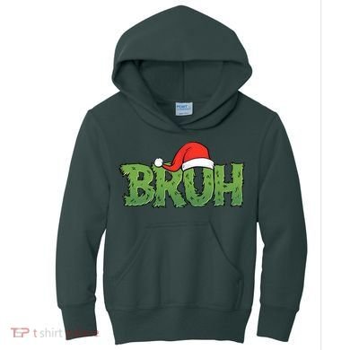 Funny Christmas Grinch Bruh Kids Hoodie