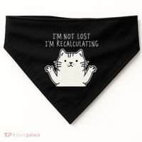 Funny Cat Gpsinspired Joke I’M Not Lost I’M Recalculating USA-Made Doggie Bandana thumb 0