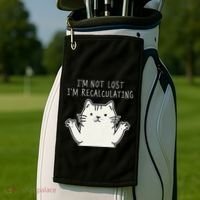 Funny Cat Gpsinspired Joke I’M Not Lost I’M Recalculating Golf Towel thumb 2