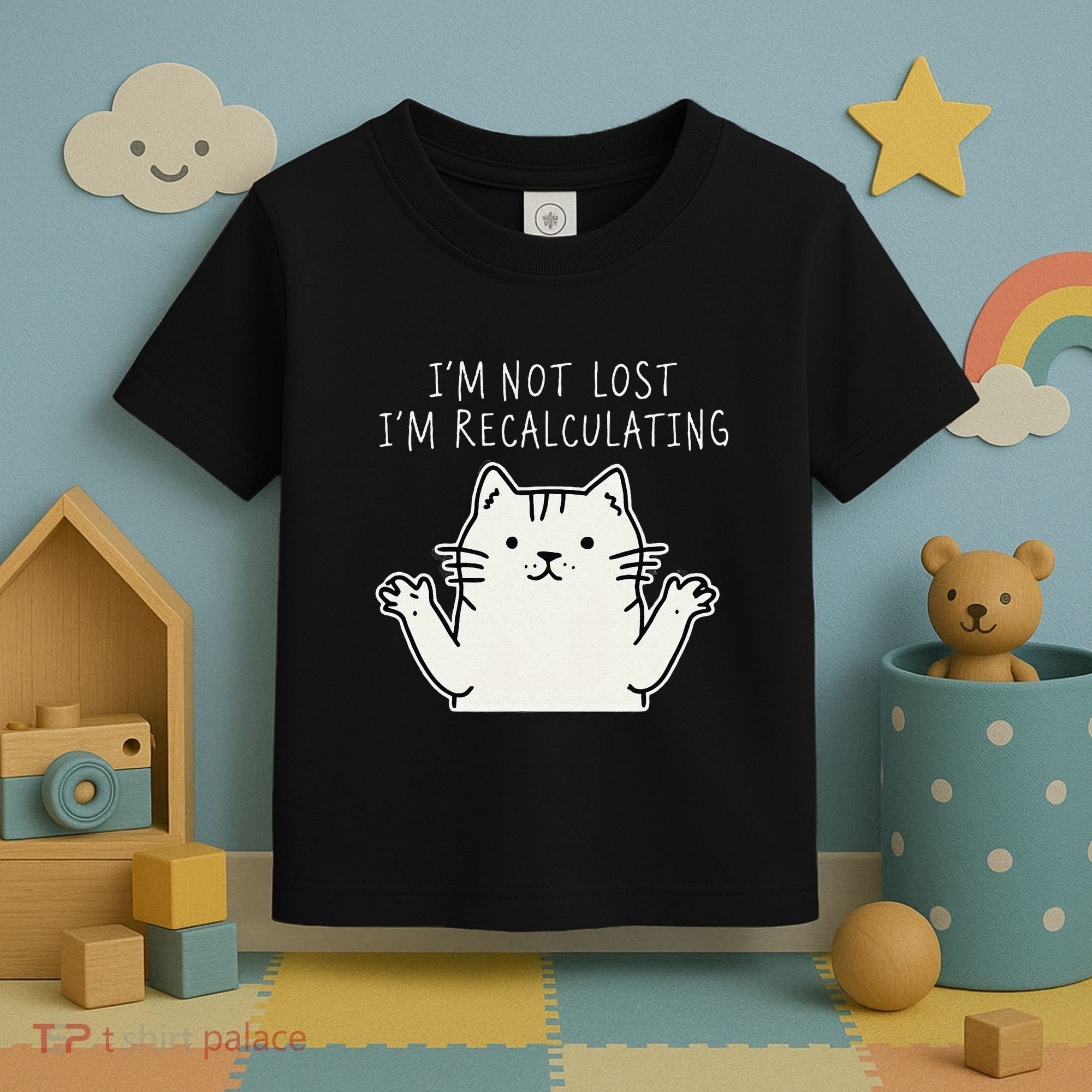 Funny Cat Gpsinspired Joke I’M Not Lost I’M Recalculating Toddler T-Shirt