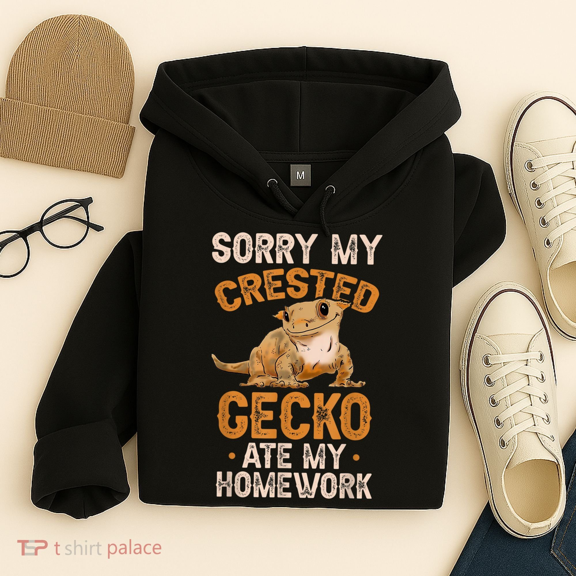Fun Crested Gecko Eyelash Lizard Boy Girl Herpetologist Hoodie