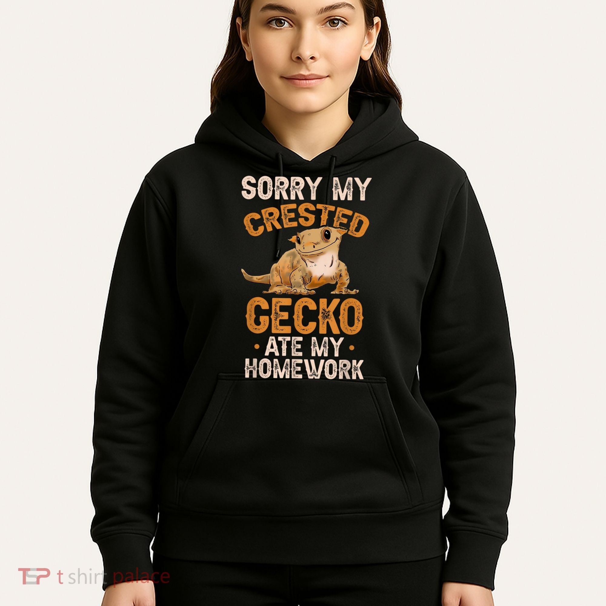 Fun Crested Gecko Eyelash Lizard Boy Girl Herpetologist Hoodie