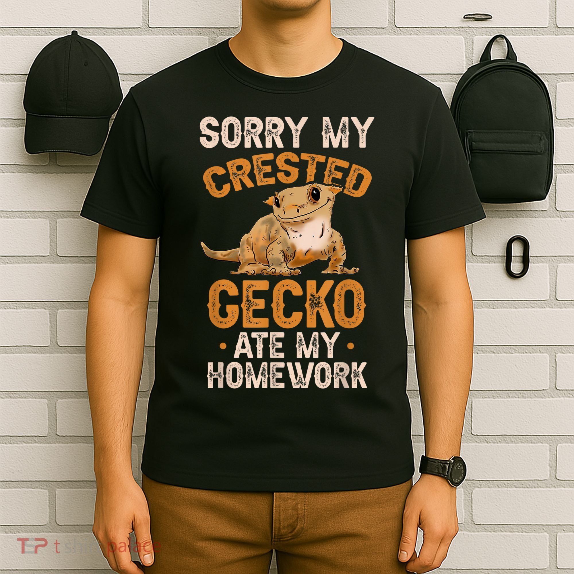 Fun Crested Gecko Eyelash Lizard Boy Girl Herpetologist T-Shirt