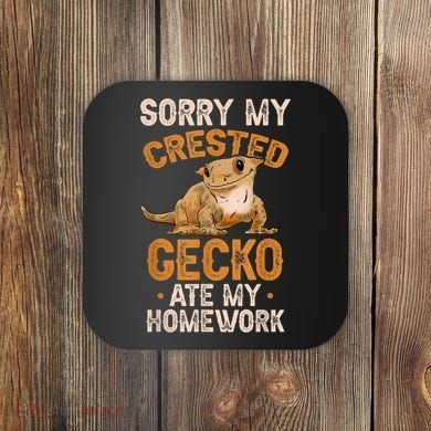 Fun Crested Gecko Eyelash Lizard Boy Girl Herpetologist Coaster