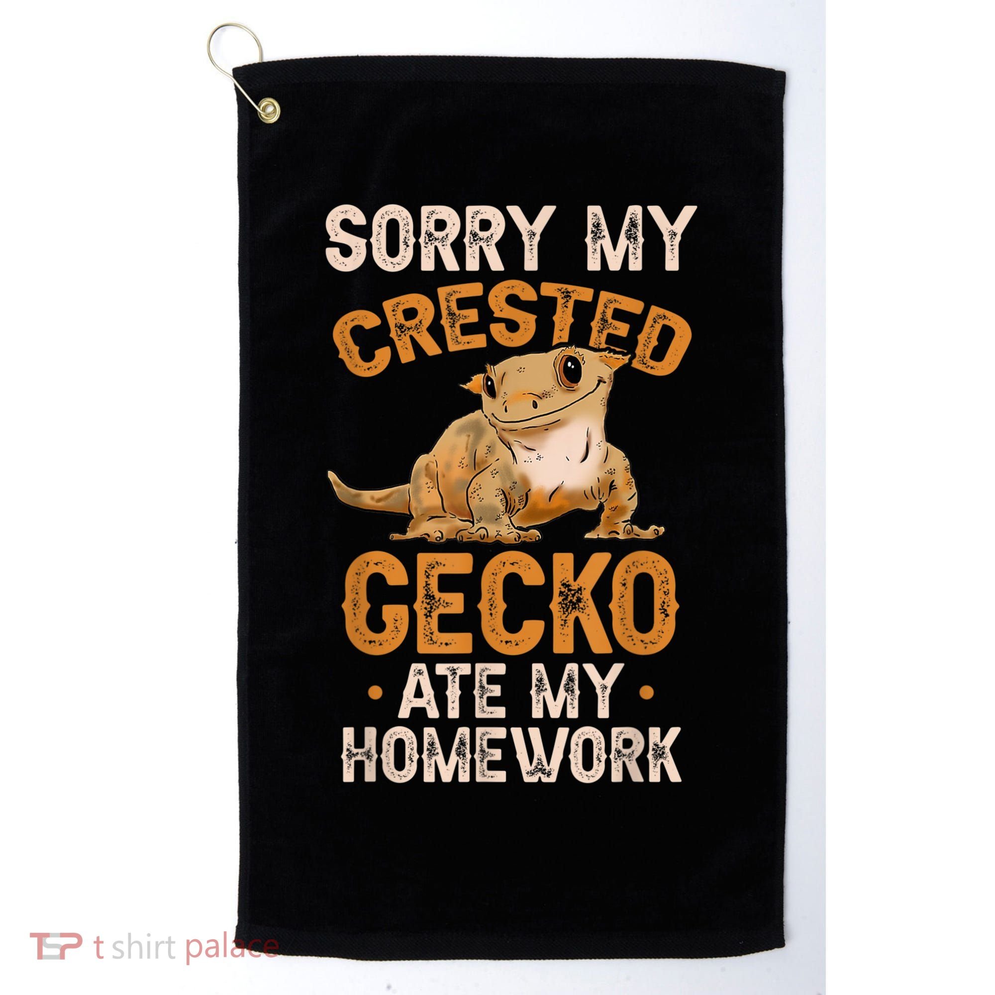 Fun Crested Gecko Eyelash Lizard Boy Girl Herpetologist Golf Towel