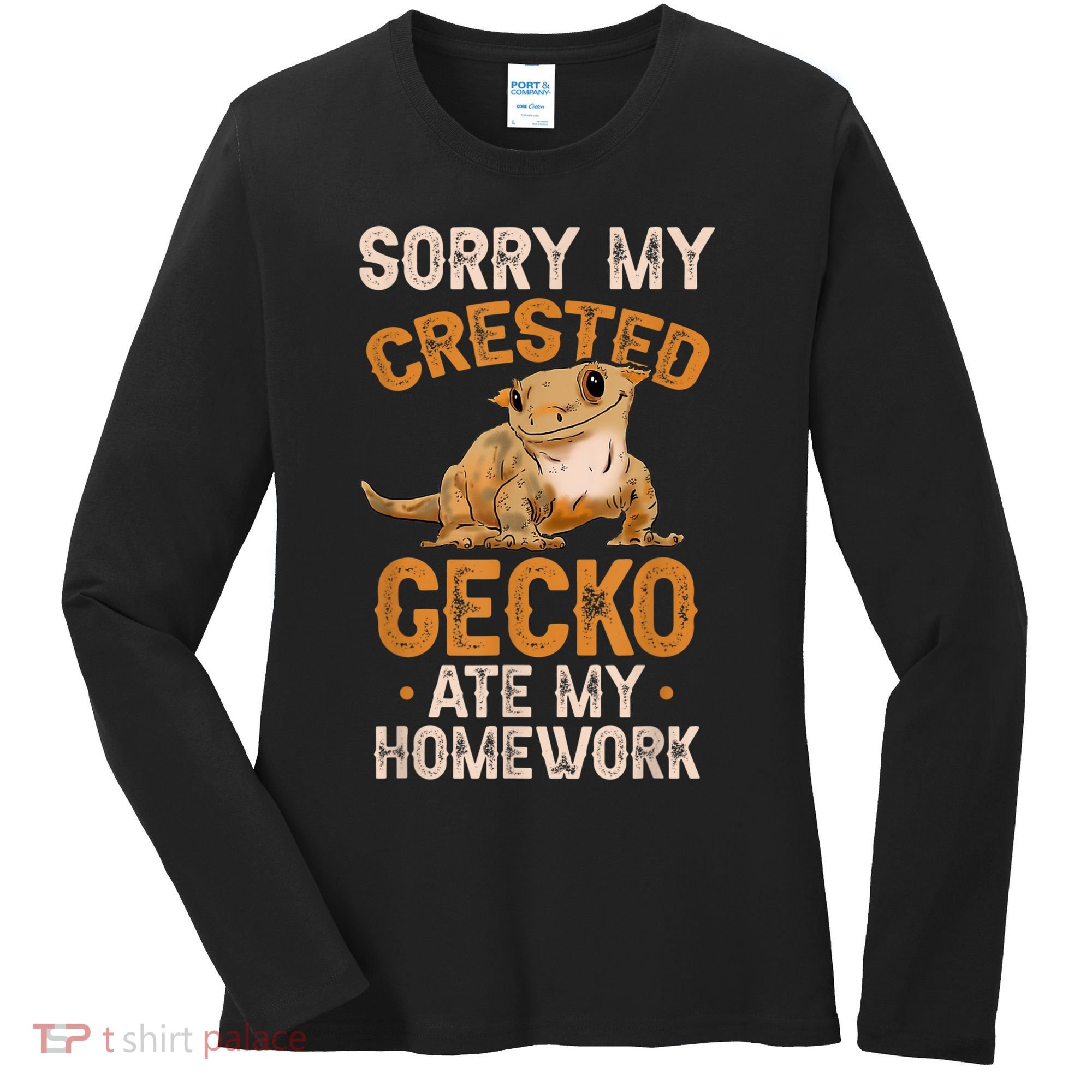 Fun Crested Gecko Eyelash Lizard Boy Girl Herpetologist Women's Long Sleeve Shirt