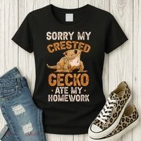Fun Crested Gecko Eyelash Lizard Boy Girl Herpetologist Women's T-Shirt thumb 3
