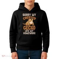 Fun Crested Gecko Eyelash Lizard Boy Girl Herpetologist Kids Hoodie thumb 4