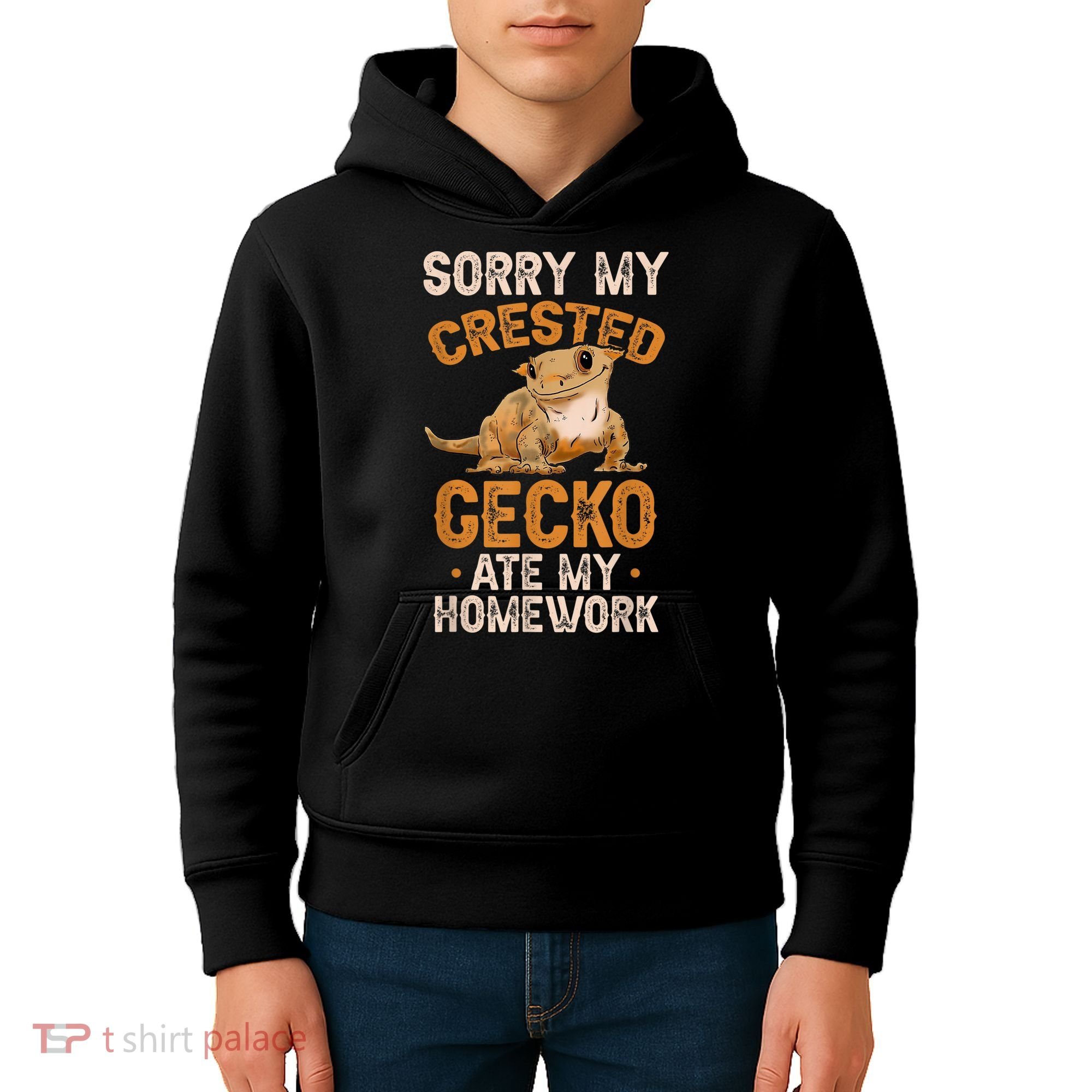 Fun Crested Gecko Eyelash Lizard Boy Girl Herpetologist Kids Hoodie