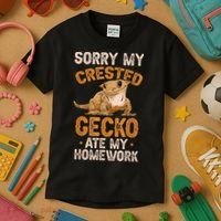Fun Crested Gecko Eyelash Lizard Boy Girl Herpetologist Kids T-Shirt thumb 3