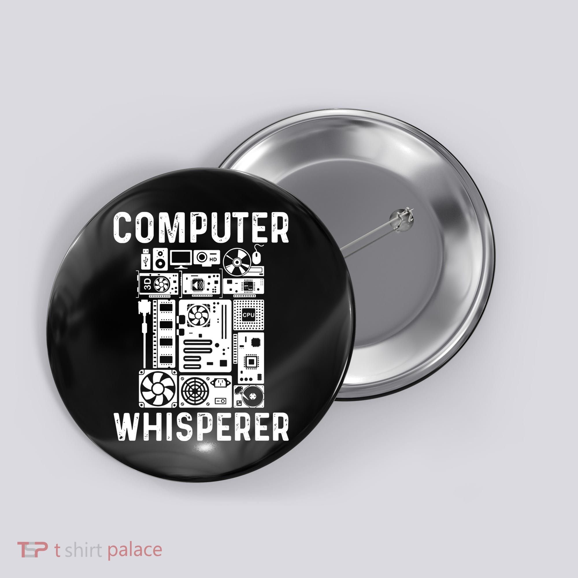 Funny Computer Geek Tech Nerd Computer Whisperer Button