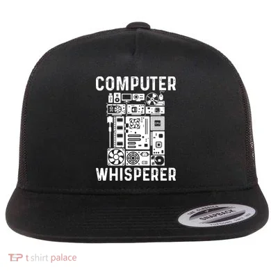 Funny Computer Geek Tech Nerd Computer Whisperer Flat Bill Trucker Hat