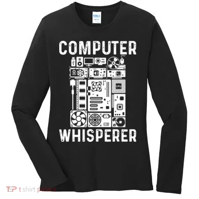 Funny Computer Geek Tech Nerd Computer Whisperer Women's Long Sleeve Shirt