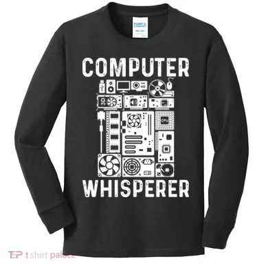Funny Computer Geek Tech Nerd Computer Whisperer Kids Long Sleeve Shirt