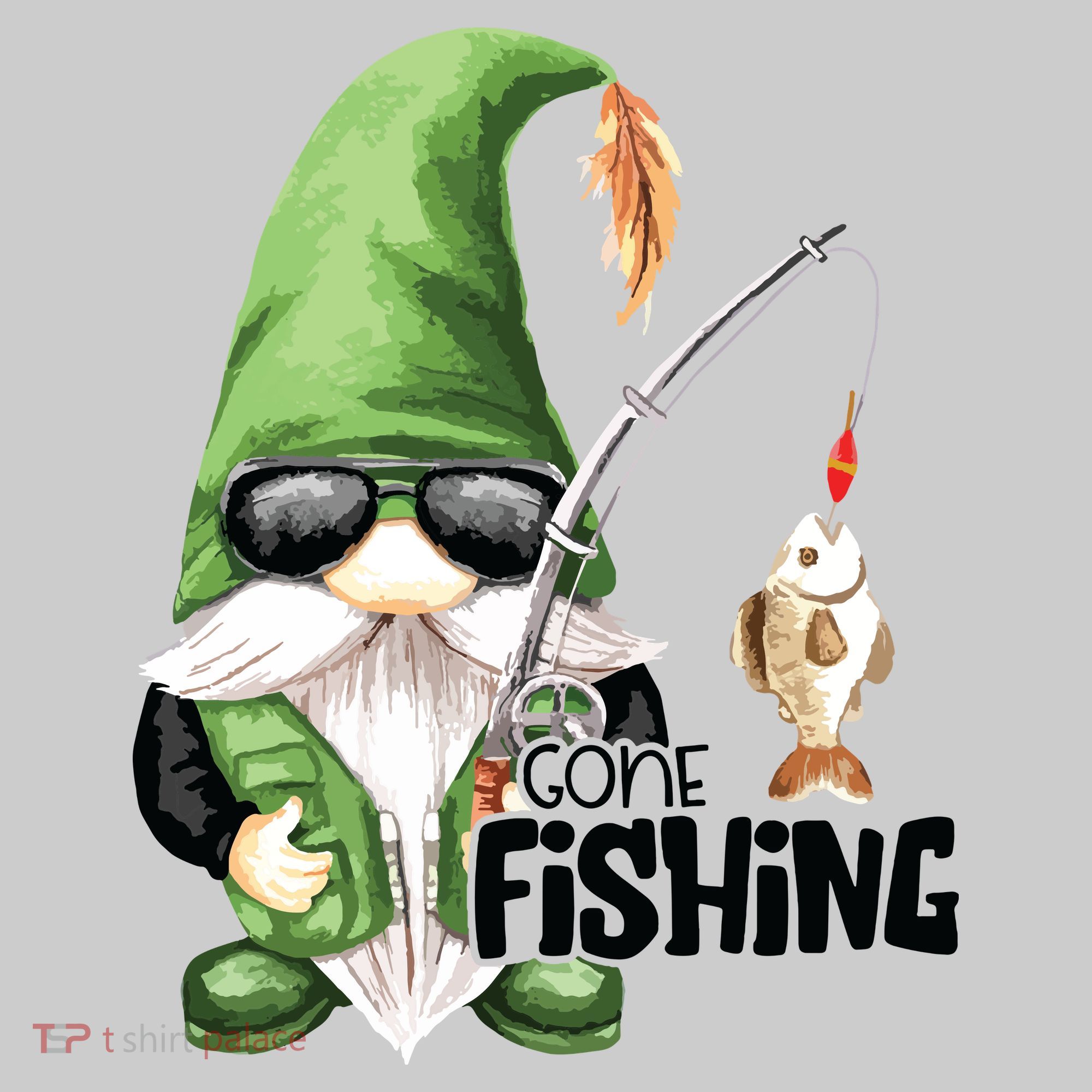 Fun Christmas Gone Fishing Gnome Fisherman Friends T-Shirt