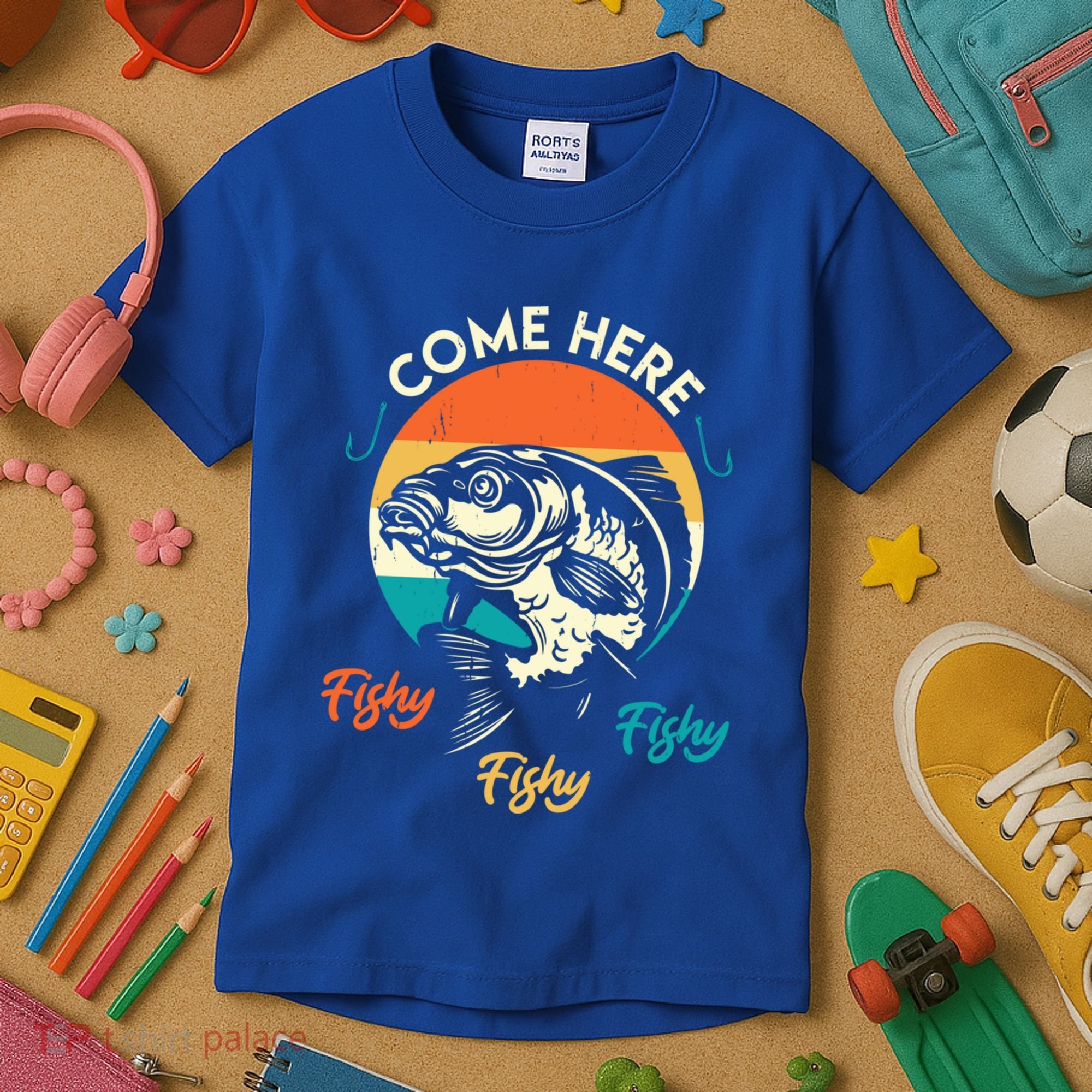Fisher Come Here Fish Y Fishy Fishy Funny Fishing Gift Kids T-Shirt