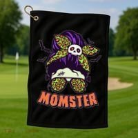 Funny Cute Halloween Momster Golf Towel thumb 1