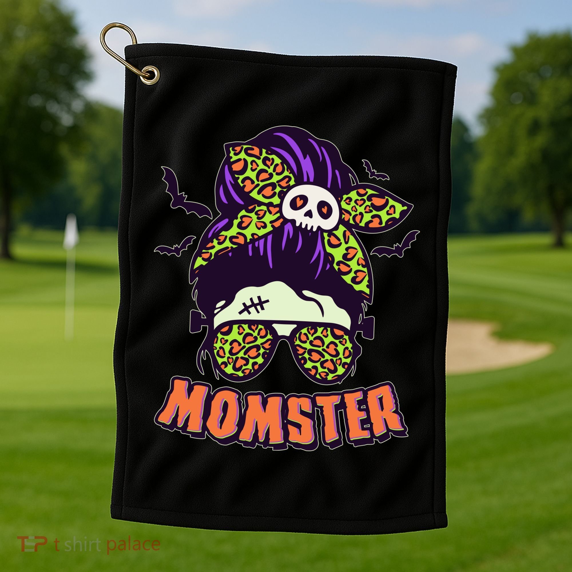 Funny Cute Halloween Momster Golf Towel
