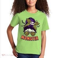 Funny Cute Halloween Momster Kids T-Shirt thumb 2