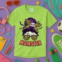 Funny Cute Halloween Momster Kids T-Shirt thumb 3
