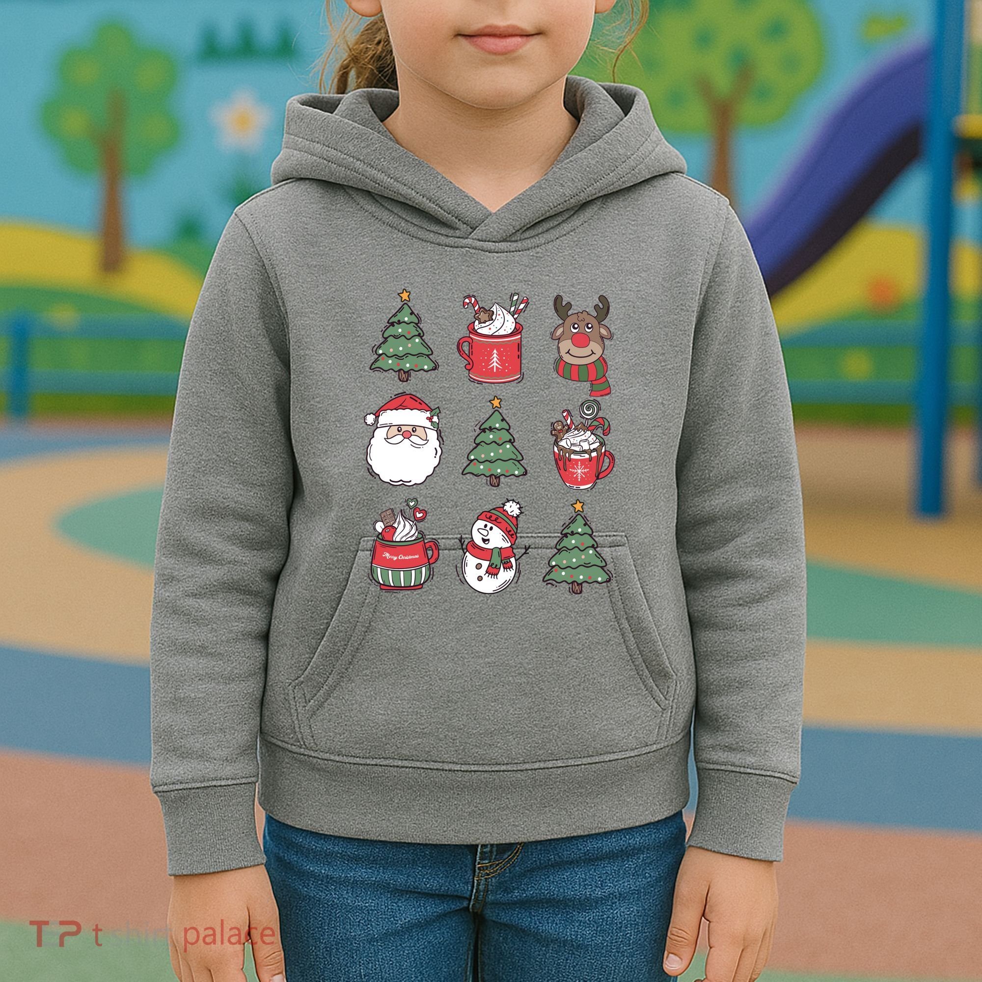Festive Christmas Holiday Lover Kids Hoodie