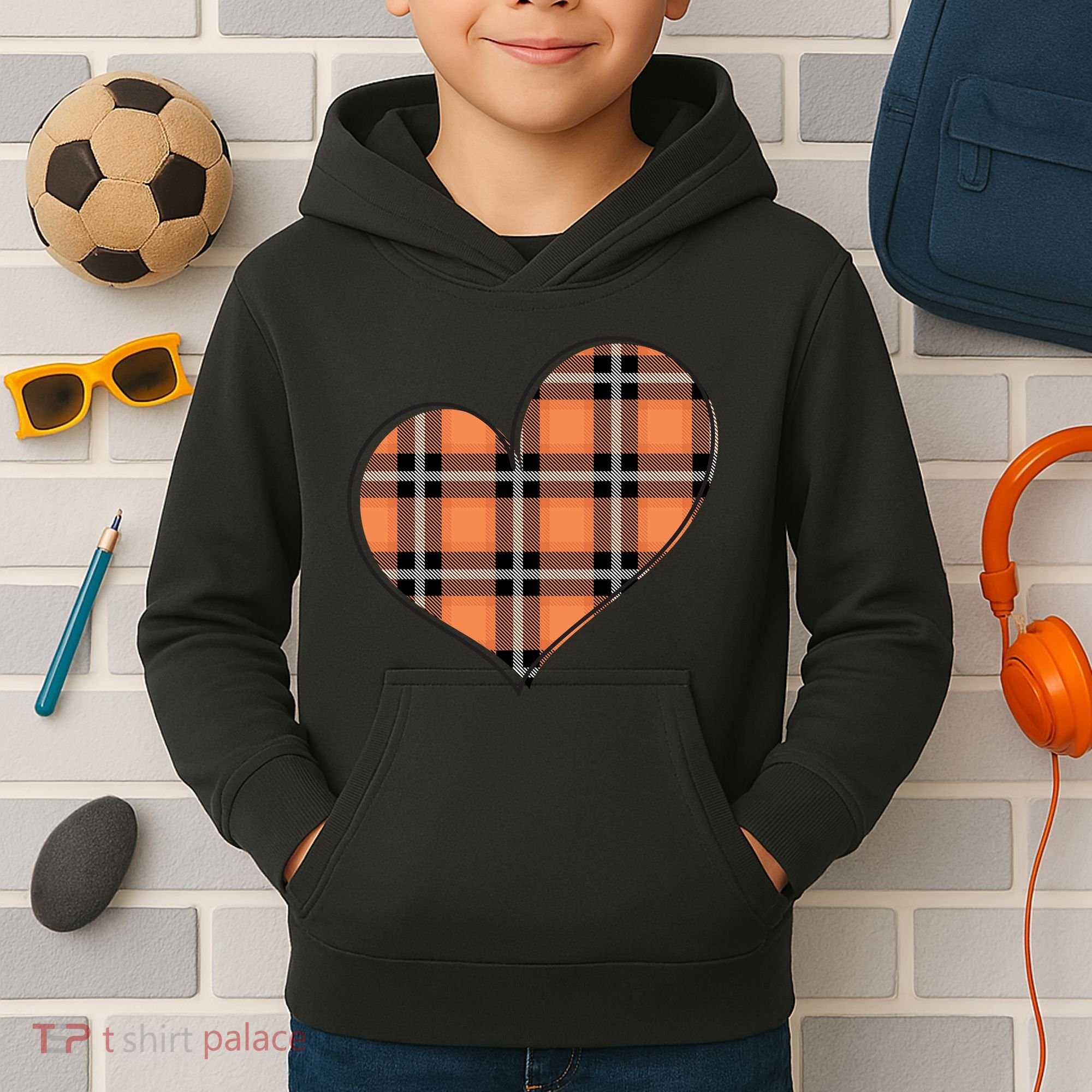 Fall Cute Heart Kids Hoodie