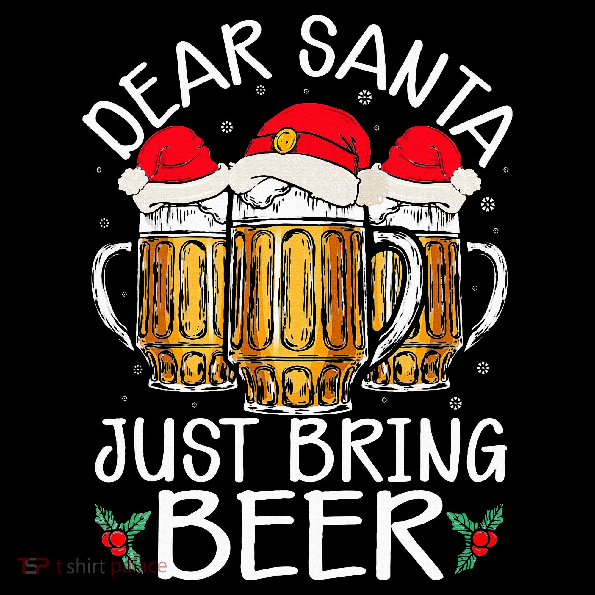 Funny Christmas Hat Dear Santa Bring Beer Festive Women's Hoodie