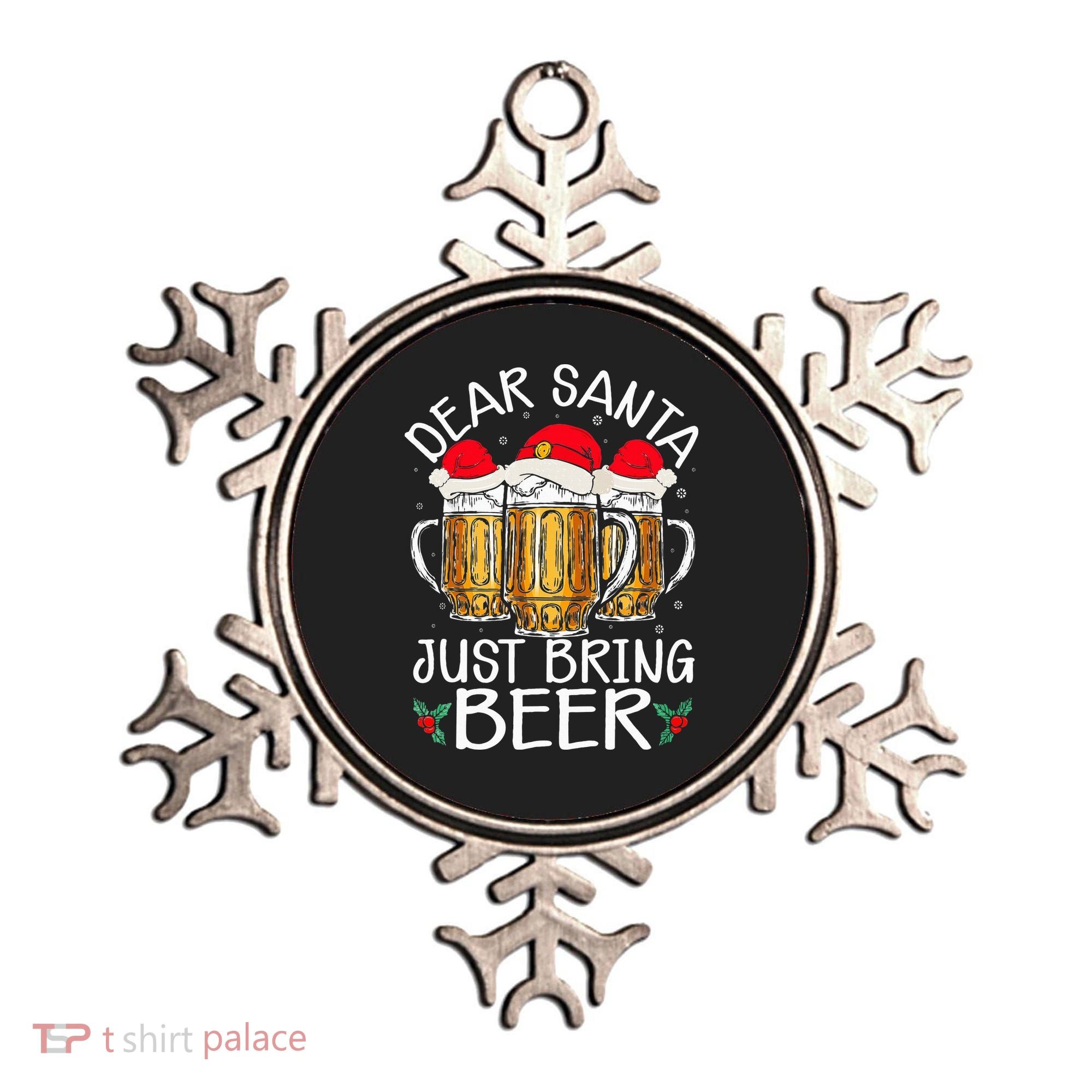 Funny Christmas Hat Dear Santa Bring Beer Festive Ornament