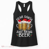 Funny Christmas Hat Dear Santa Bring Beer Festive Women's Tank Top thumb 0