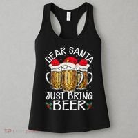 Funny Christmas Hat Dear Santa Bring Beer Festive Women's Tank Top thumb 3
