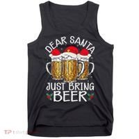 Funny Christmas Hat Dear Santa Bring Beer Festive Tank Top thumb 0