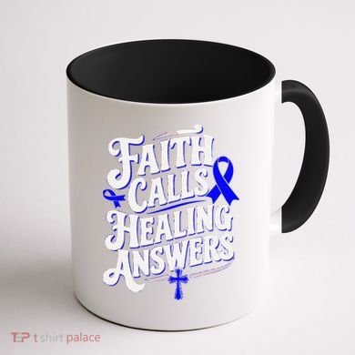 Faith Calls Healing Answers Juvenile Arthritis Awareness Coffee Mug back
