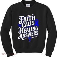 Faith Calls Healing Answers Juvenile Arthritis Awareness Kids Sweatshirt thumb 0