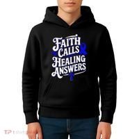 Faith Calls Healing Answers Juvenile Arthritis Awareness Kids Hoodie thumb 4