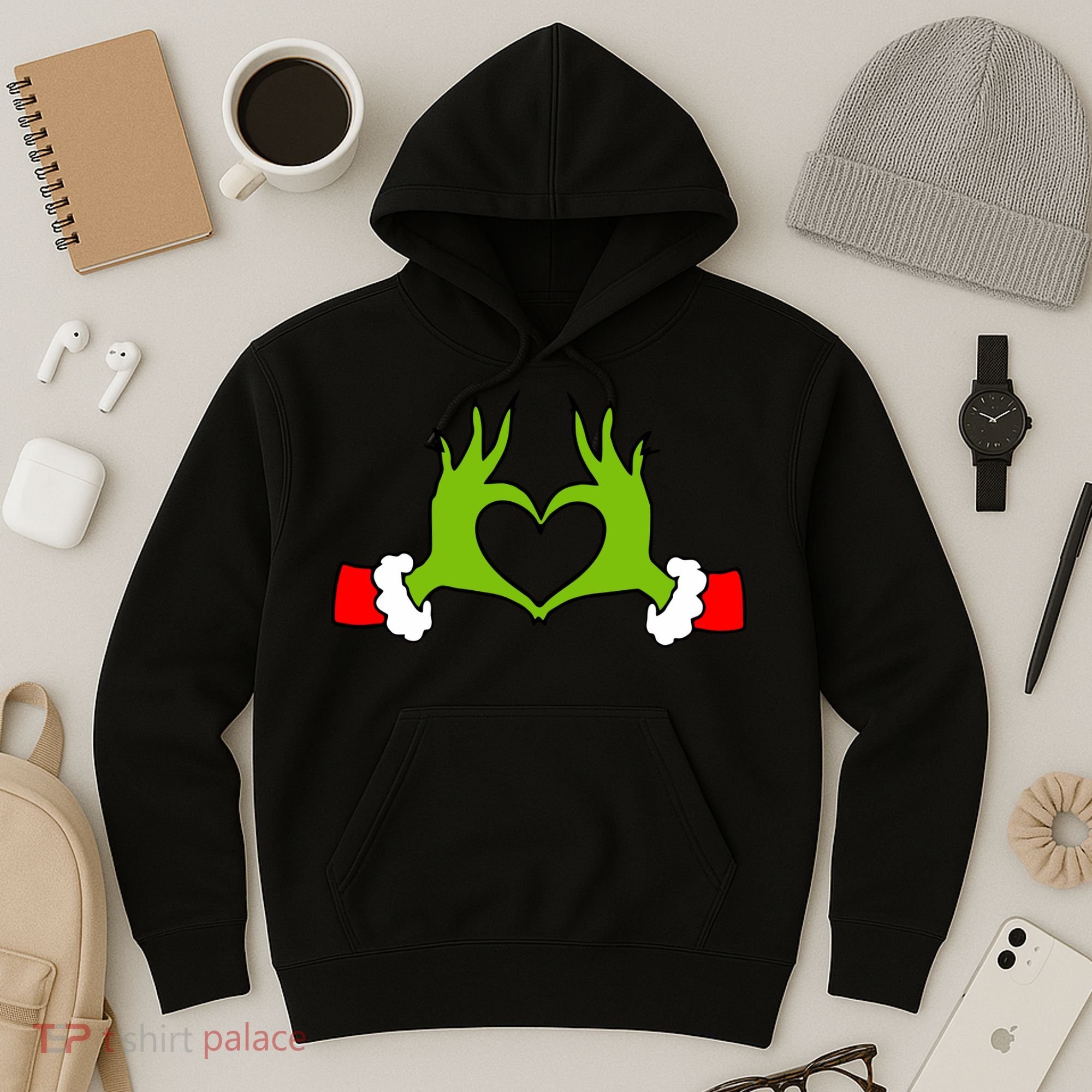 Funny Christmas Hands Making Heart Love Christmas Hoodie