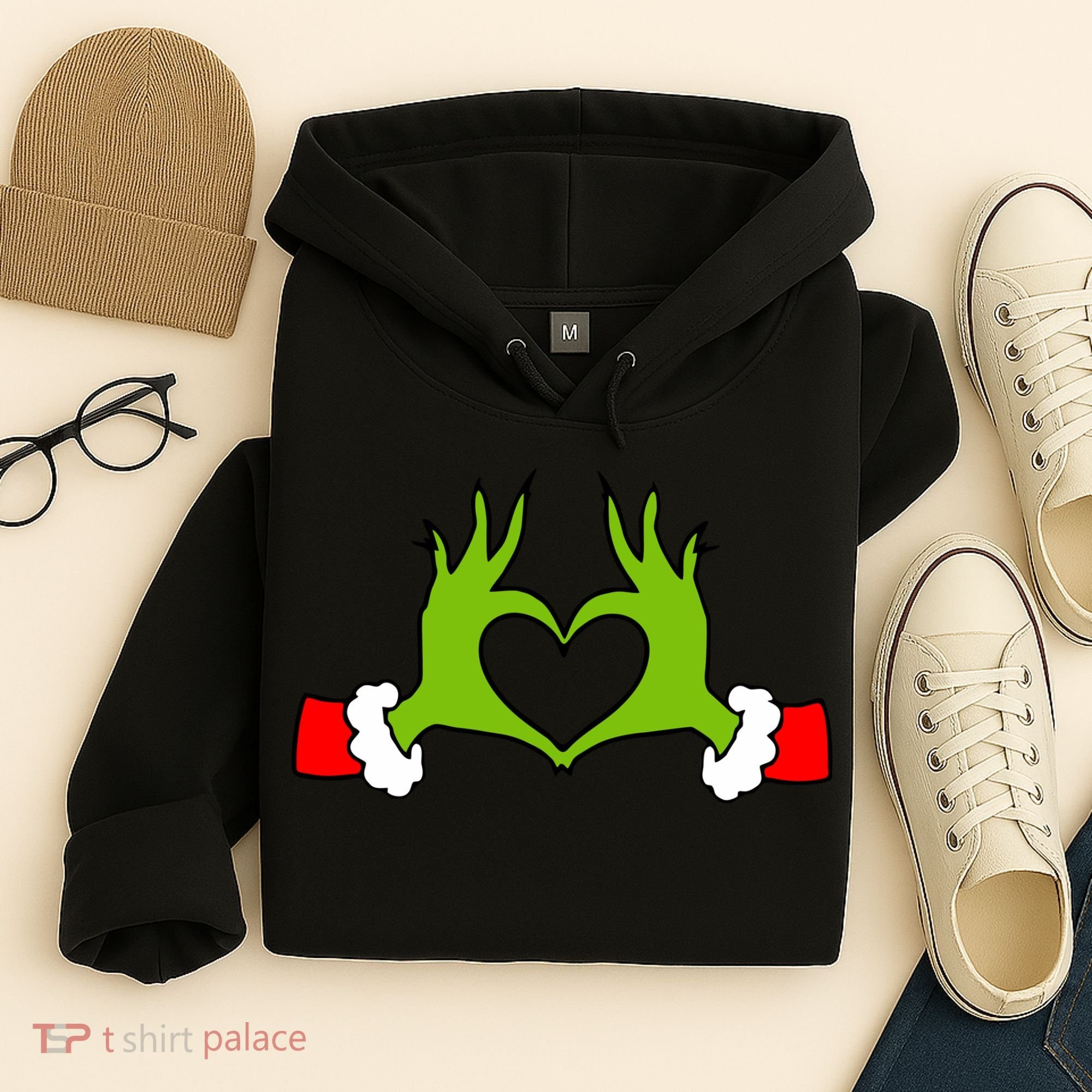 Funny Christmas Hands Making Heart Love Christmas Hoodie