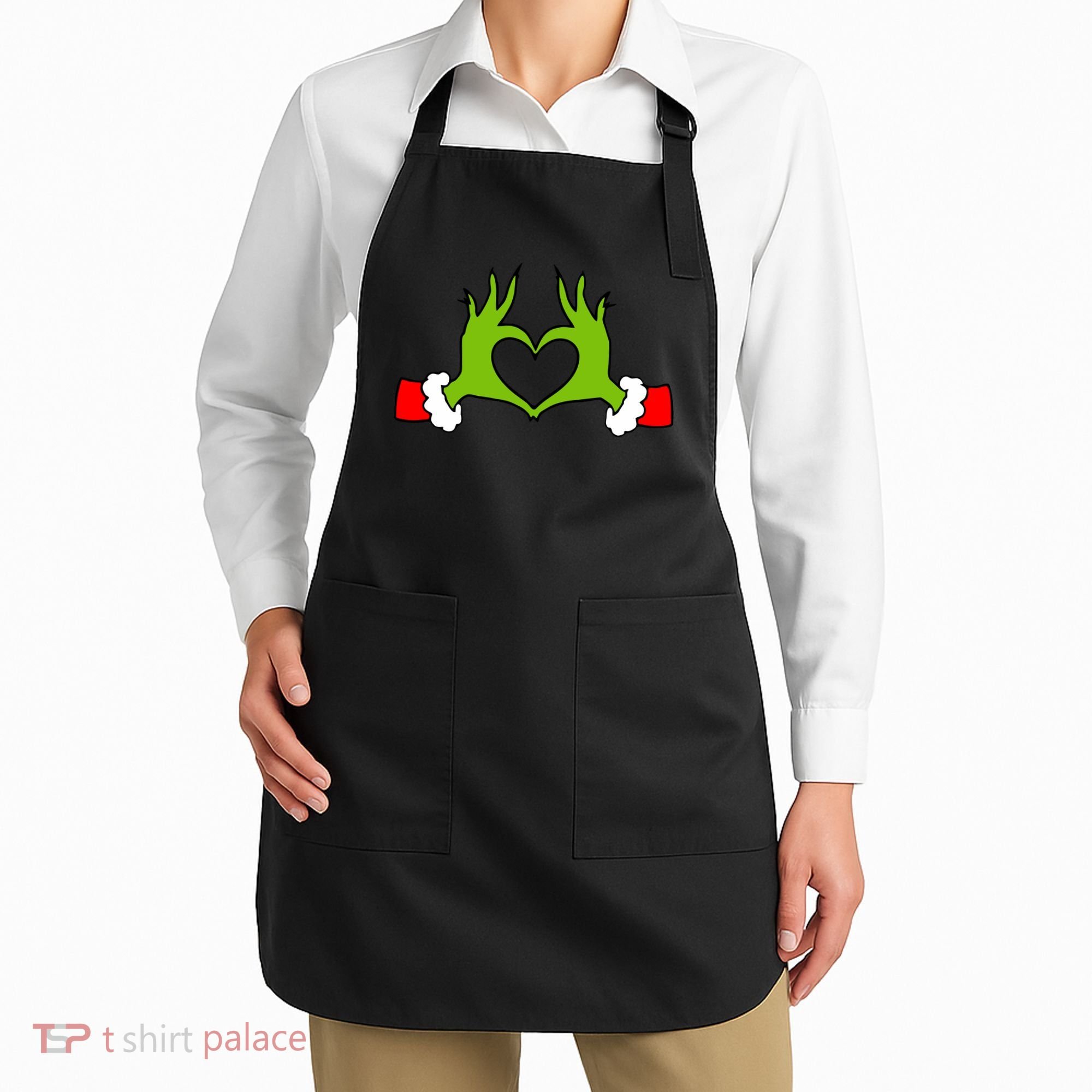Funny Christmas Hands Making Heart Love Christmas Apron