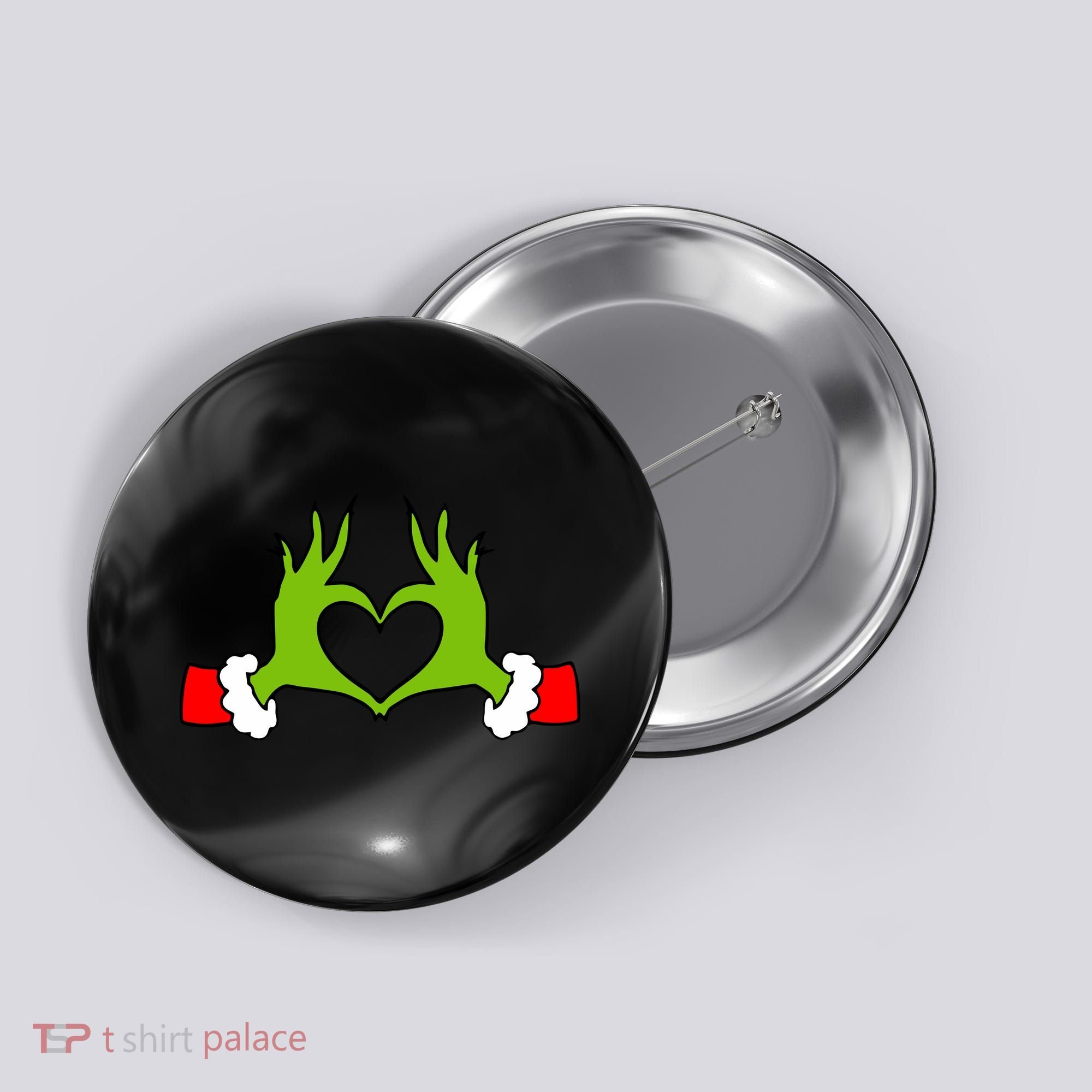 Funny Christmas Hands Making Heart Love Christmas Button
