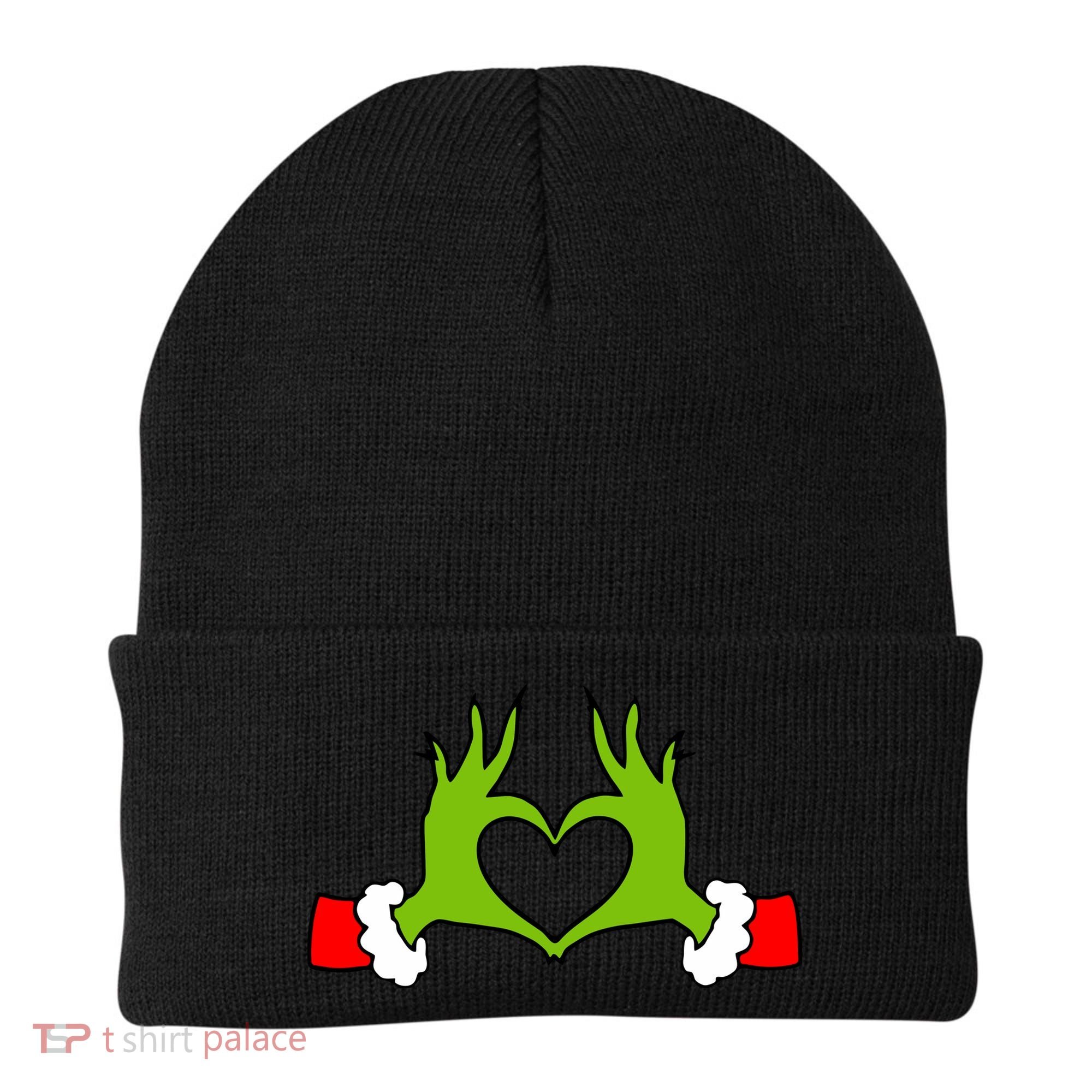 Funny Christmas Hands Making Heart Love Christmas Beanie