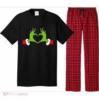 Funny Christmas Hands Making Heart Love Christmas Pajama Set thumb 0