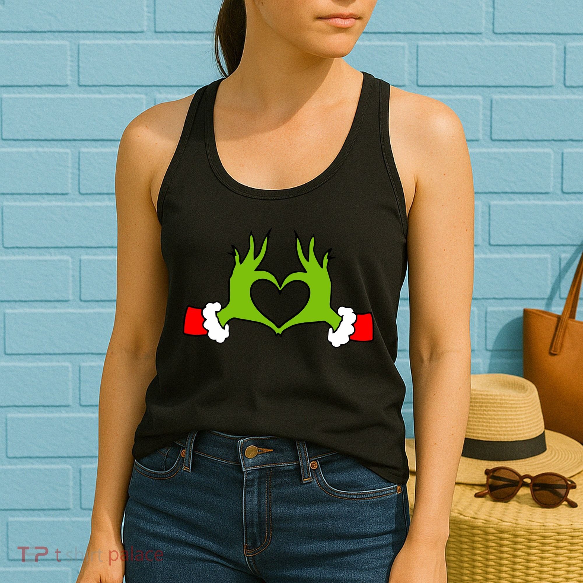 Funny Christmas Hands Making Heart Love Christmas Women's Tank Top